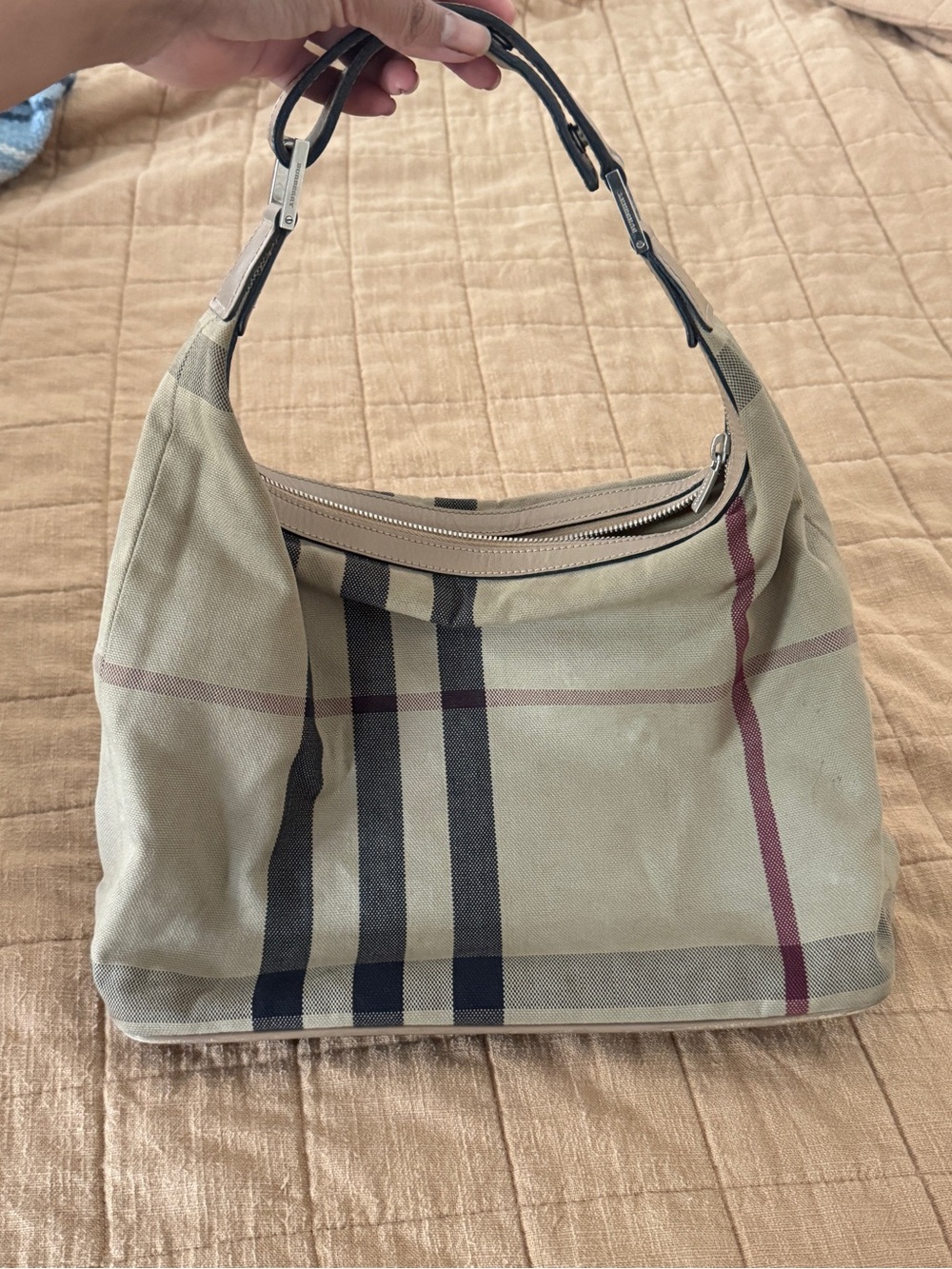 VTG Burberry nova check hobo shoulder bag